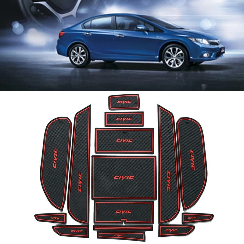 Set di tappetini antiscivolo per sottobicchieri in gomma per auto da 15 pezzi per accessori civici Honda 8th