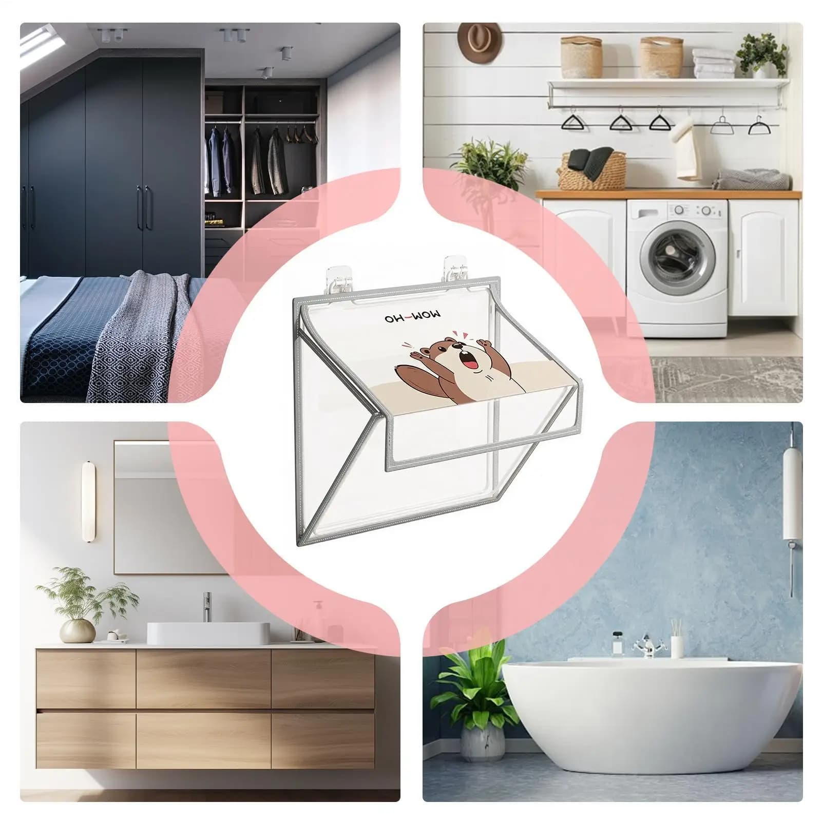 Wall Mounted Laundry Hamper Foldable Waterproof Space Saving Storage Door Laundry Hamper For Bedroom Bathroom Closet Nursery
