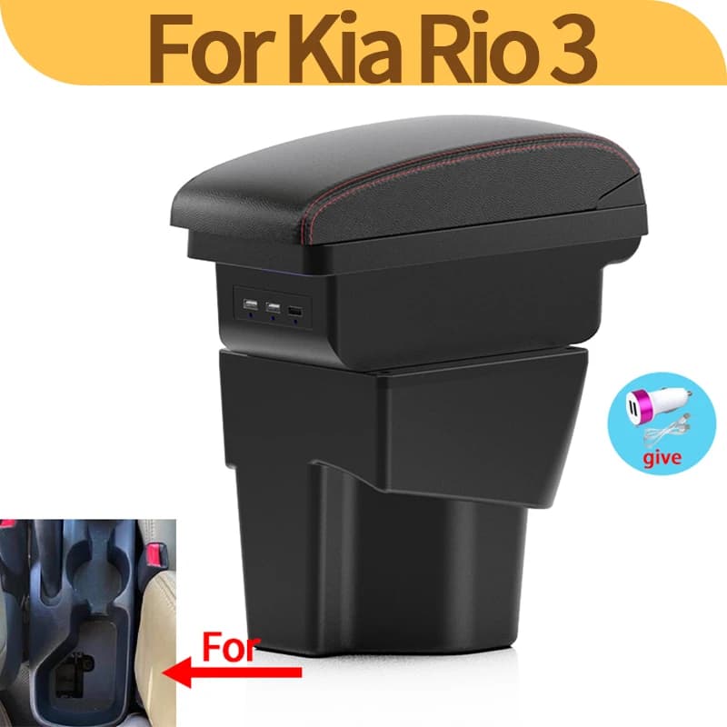 Per KIA Rio 3 scatola bracciolo KIA K2 X-line Rio 3 2011 2012 2013 2014 2015 2016 accessori bracciolo auto interno scatola di immagazzinaggio 3usb
