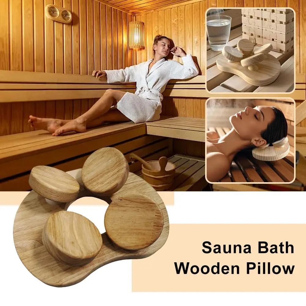 Cuscino per il Collo in Legno Naturale Massiccio, Ergonomico, Impermeabile, Antimuffa, per Spa e Sauna, Cuscino Rilassante con Retro in Legno Levigato