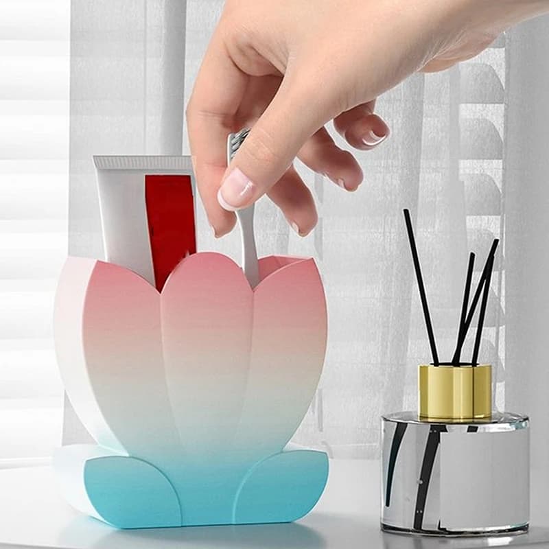 New Caramel Pudding Jelly Lotus Makeup Brush Storage Bucket Multifunctional Large Capacity Desktop Ornament Creative Pen Holder