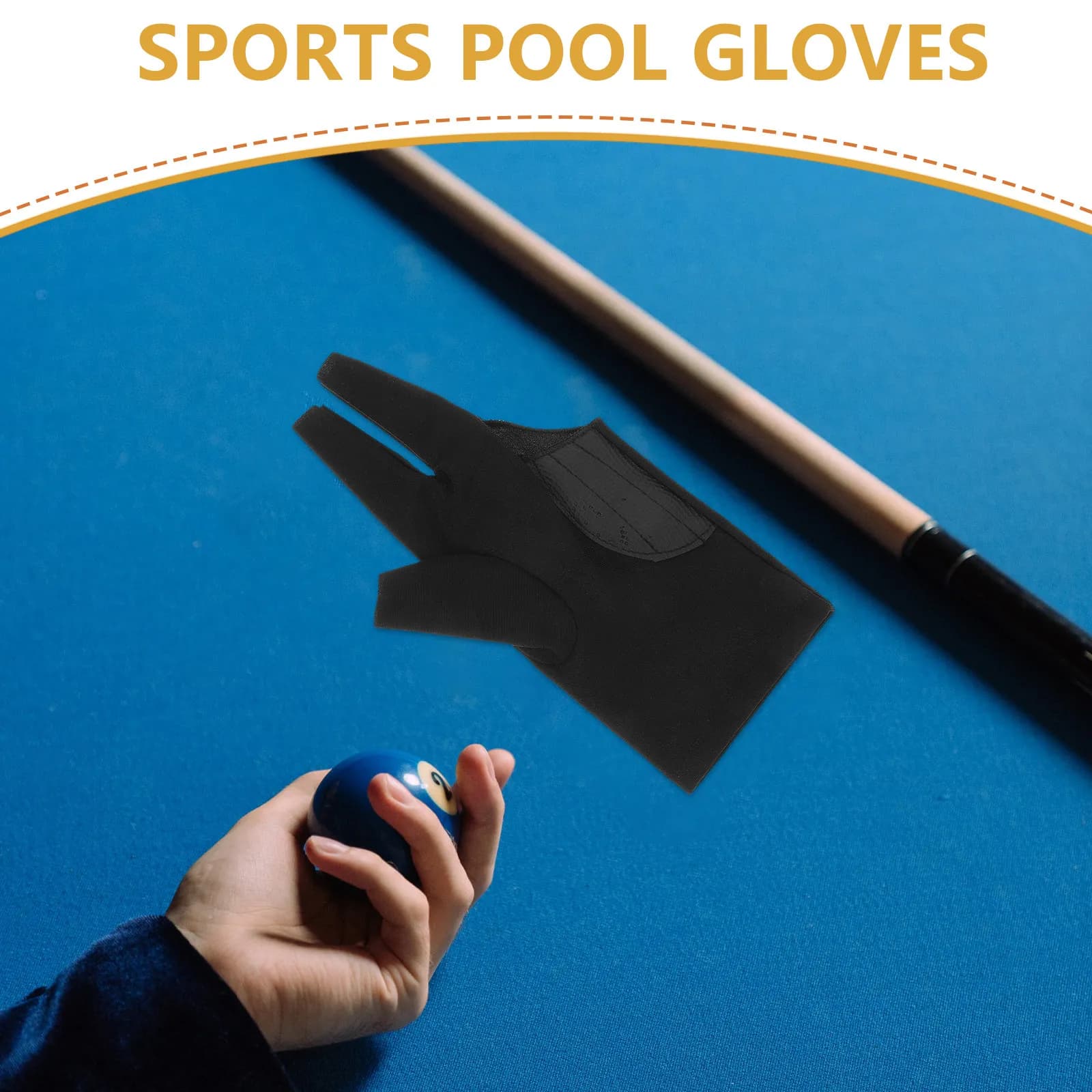 2Pcs Black Left Hand Pool Gloves Elastic Three Finger Billiards Shooter Gloves for Men Women Cue Game Accessories