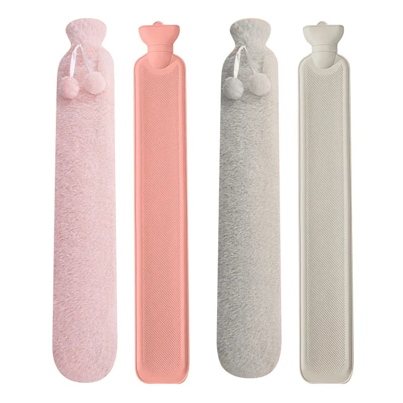 Long hot water bottle with plush cover Anti-double hot water bag for bed heaters Electric heaters without for winter sleeping