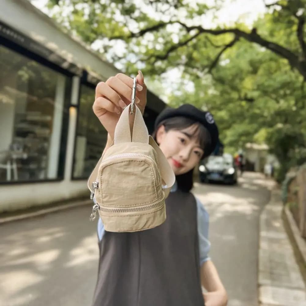 Elegant Solid Color Nylon Mini Backpack Sling Mini Handbag Small Wallet Korean Style Hanging Bag Pendant Outdoor