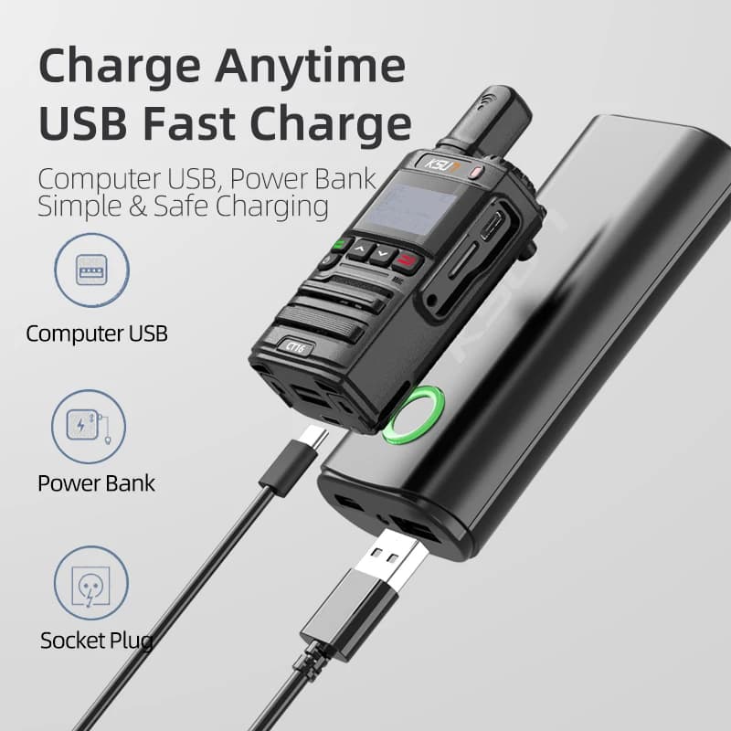 KSUN CT16 Globalptt Walki Talky 4g LTE POC Internet Radio 100 km A lungo raggio 5000 miglia Walkie Talkie con scheda SIM