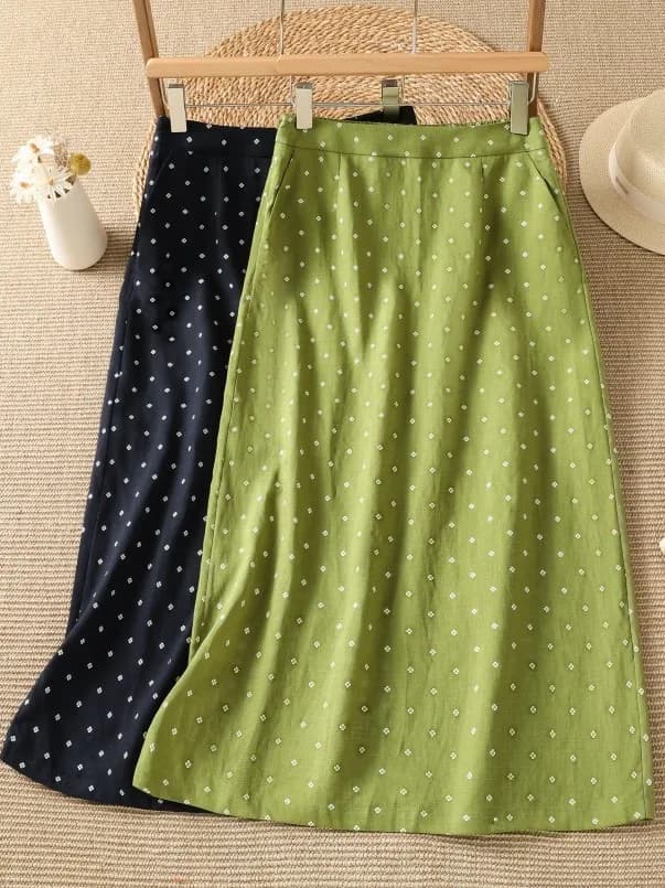 High Waist Floral Half Skirt Thin Summer Long over Knee Bum Covering Skirt Korean Style Loose Fit A-Line Midi Skirt