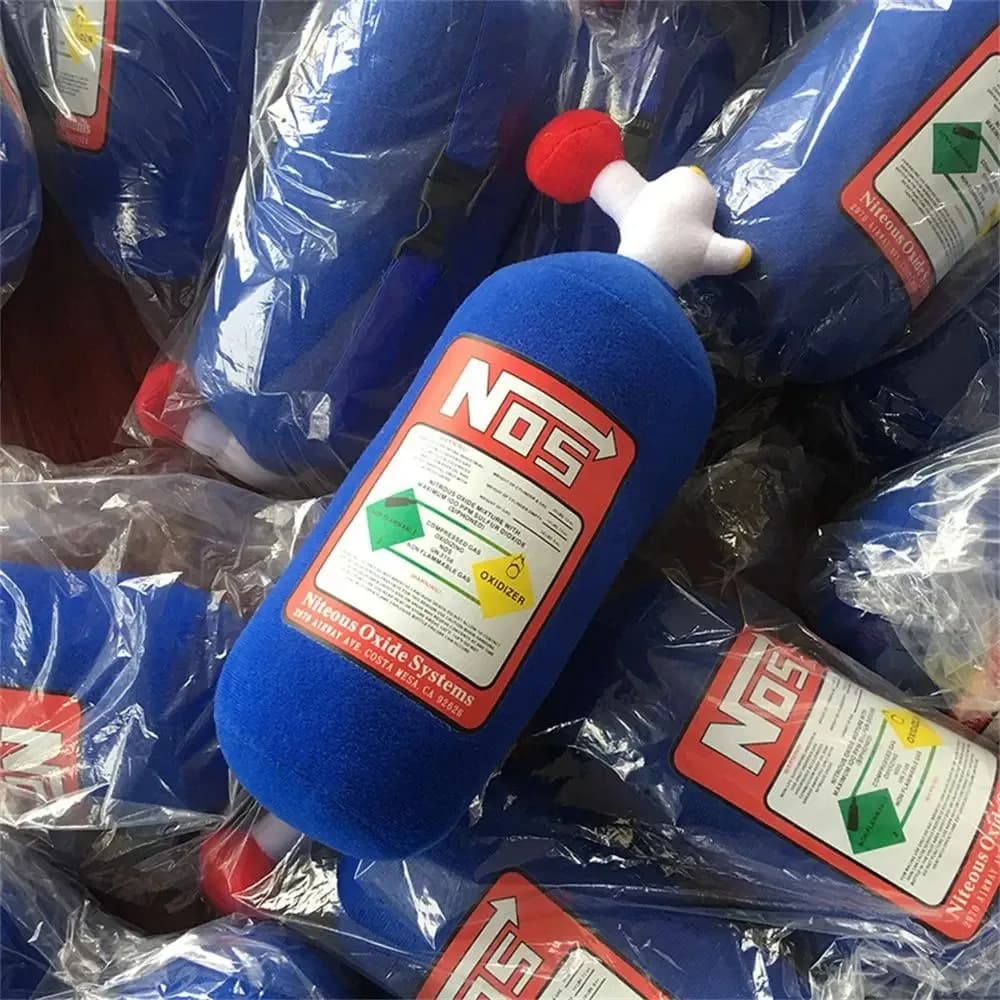 Set di 1-2 Cuscini in Peluche a Forma di Bombola di Protossido d'Azoto - Cuscino Poggiatesta e Supporto Lombare per Interni Auto