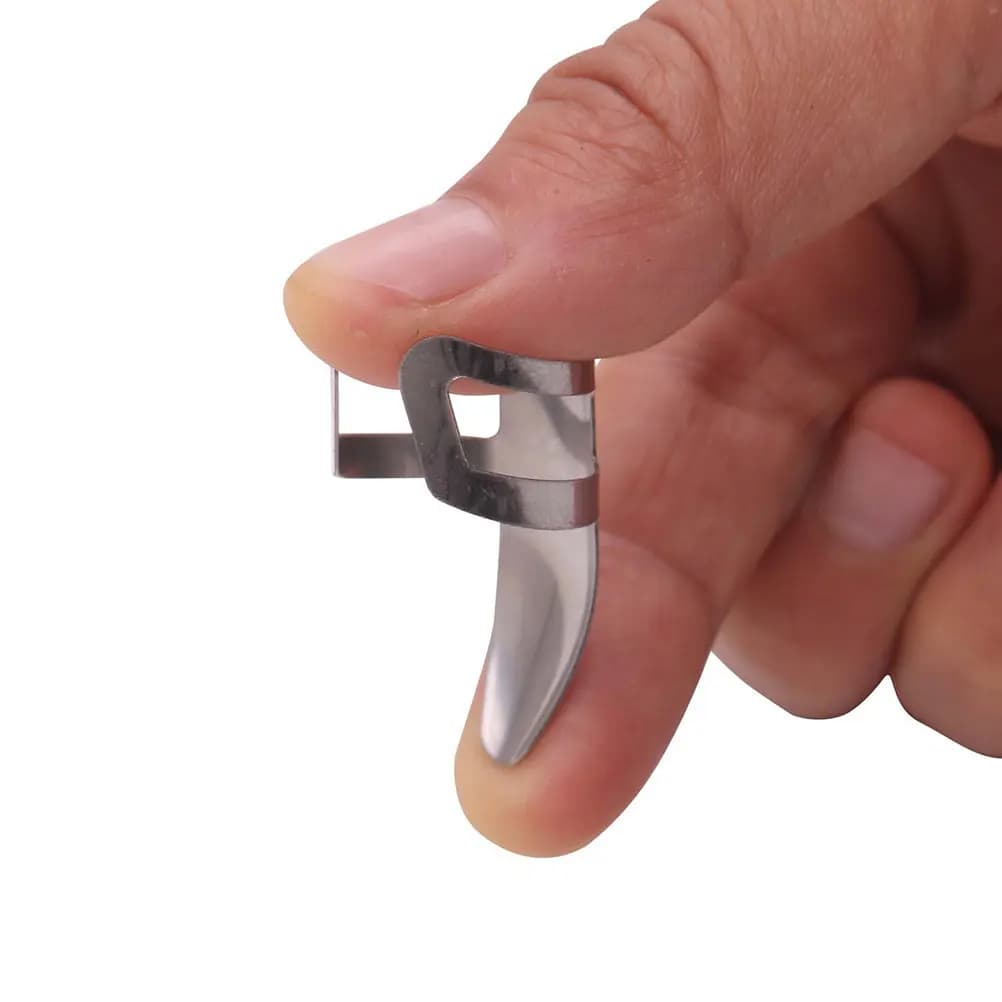 Set di 1 plettro per chitarra regolabile in acciaio inossidabile per protezione delle dita, controllo avanzato delle corde, suono completo per chitarra