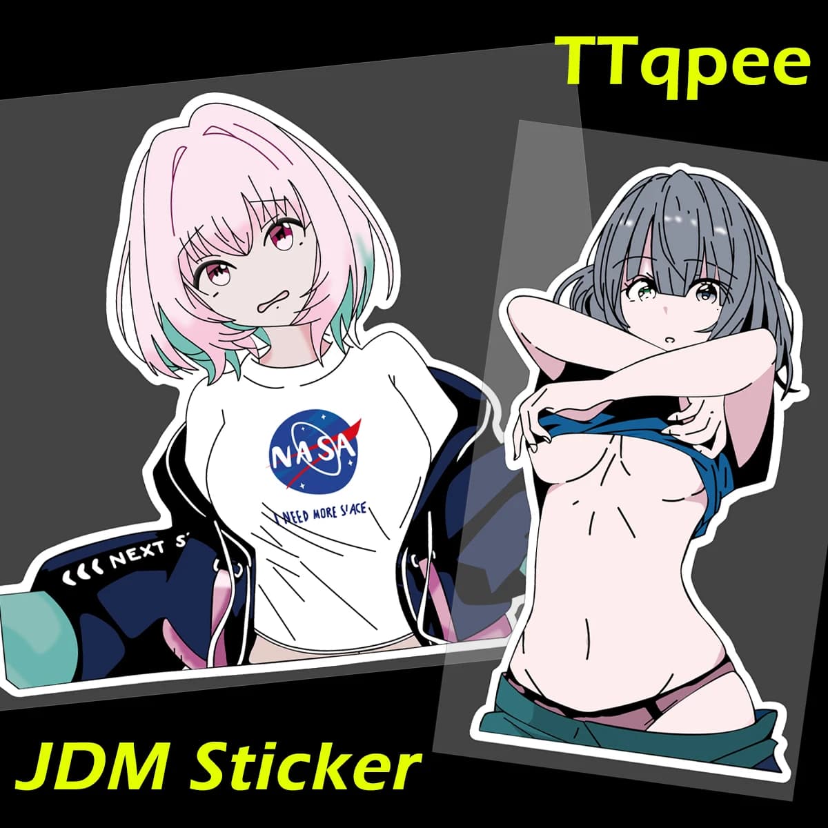 JDM Anime Girl Adesivi moto riflettenti Moto Bike Scooter Corpo Parabrezza Serbatoio carburante Casco Decalcomanie in vinile Accessori