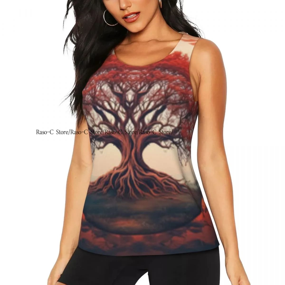 Canotta da yoga sexy per fitness da donna, Magic Tree Of Life, simbolo sacro, canotta sportiva da palestra, da donna