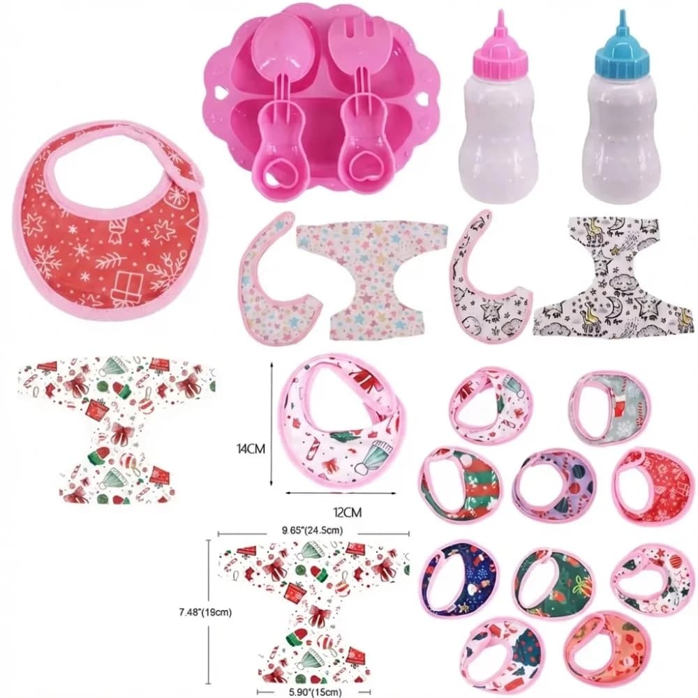 Accessori per bambole: asciugamano + biancheria intima per bambole da 43 cm e biberon, bavaglino e pannolini per bambole americane da 18 pollici, regalo per bambole OG