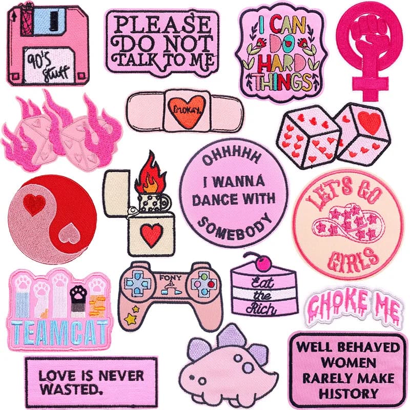Toppe ricamate con emblema Oeteldonk dei Paesi Bassi per abbigliamento Borsa da cowgirl Carnevale Serie rosa Toppa ricamata a cuore sui vestiti