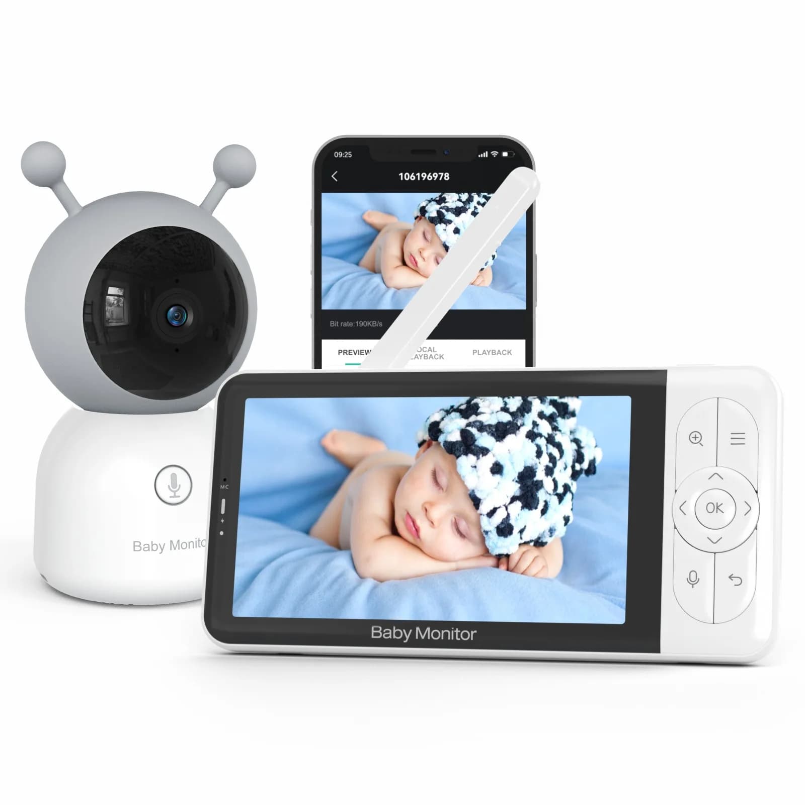 5-inch High Quality Baby Monitor New Design Two-ways Talking Voice Intercom APP Remote Infants Kids Sleeping Monitors Wireless