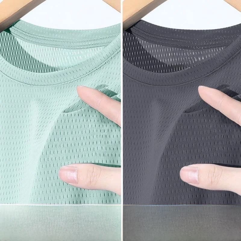Ultra-Thin Breathable Ice-Silk Short-Sleeve T-Shirt Men's Summer Sportswear Quick-Drying Lightweight round Neck Casual Top