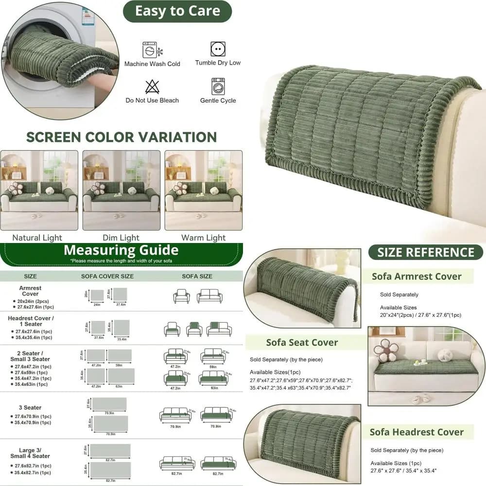 Covers for Cans, Heavy Duty Protection for Sofa, Anti-Machine Covers for Pet for Leather Sofas, Comable, Sofas - Green (35.4 x 3