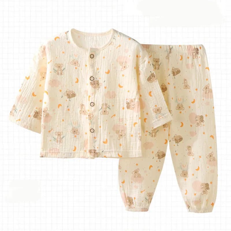 Ragazzi ragazze pigiama vestiti per bambini vestiti mussola cotone manica corta Homewear bambini famiglia abiti camicia top + pantaloni 2PC 1-10T