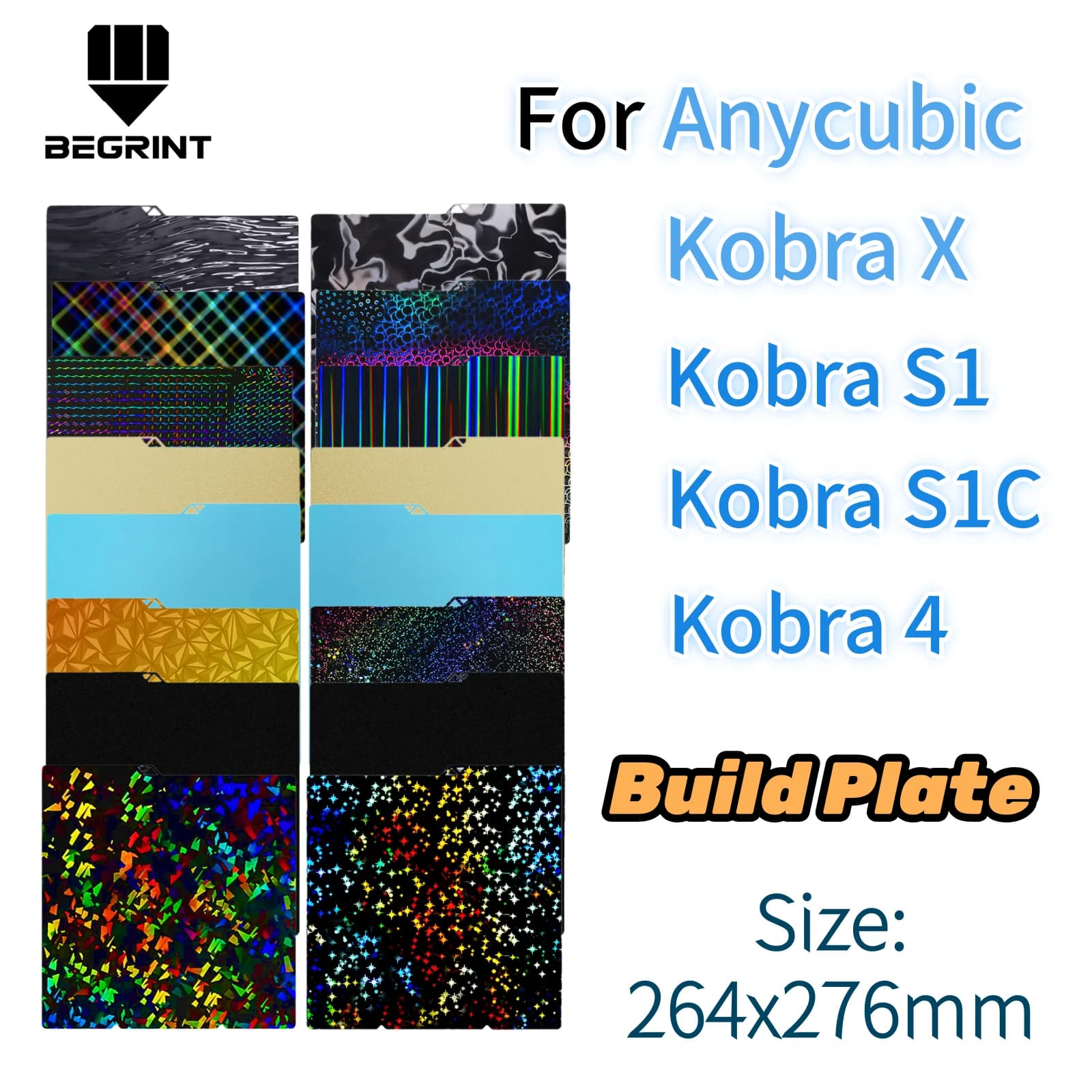Piastra di stampa testurizzata PEI 264x276mm per Anycubic Kobra X, piastra Kobra S1 Combo in acciaio armonico per parti di stampante 3D Anycubic KX