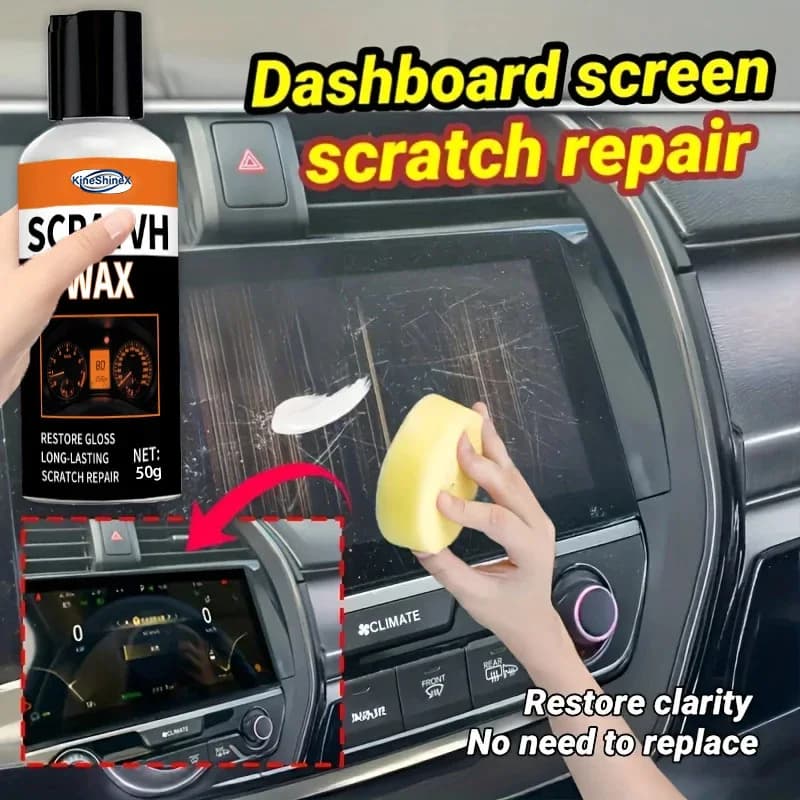 Cera Riparatrice per Schermi Auto 50g, Pasta Rimuovi Graffi per Cruscotti e Touch Screen, Ripristina la Chiarezza