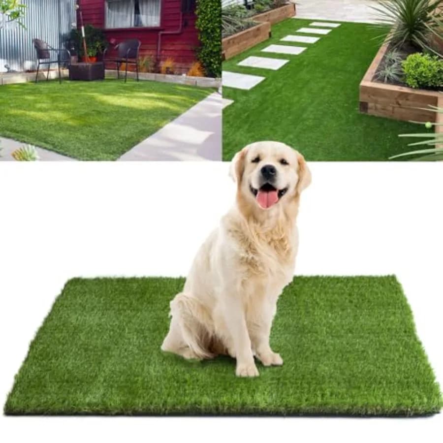 Artificial Grass Turf Outdoor, 1.77 Extra Thick 4FT x 6FT Fake Realistic Pet Poppy Grass Rug Synthetic Lawn Carpet, Astroturf F