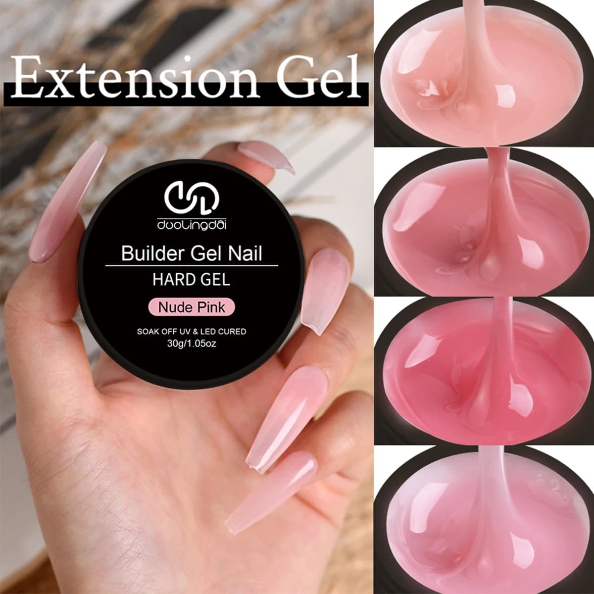 1 barattolo 30g Poli Gel per unghie UV LED Costruttore curato Gel per unghie Gel per estensione unghie in cristallo acrilico per unghie Fai da te nel salone di casa