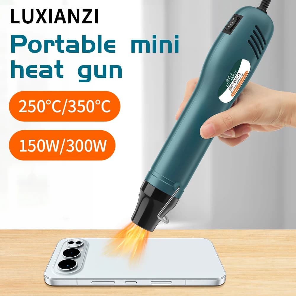 LUXIANZI Mini Electrical Heat Gun 250°C/350°C for DIY Craft Embossing Shrink Wrapping PVC Phone Repair Tool Portable Hot Air Gun