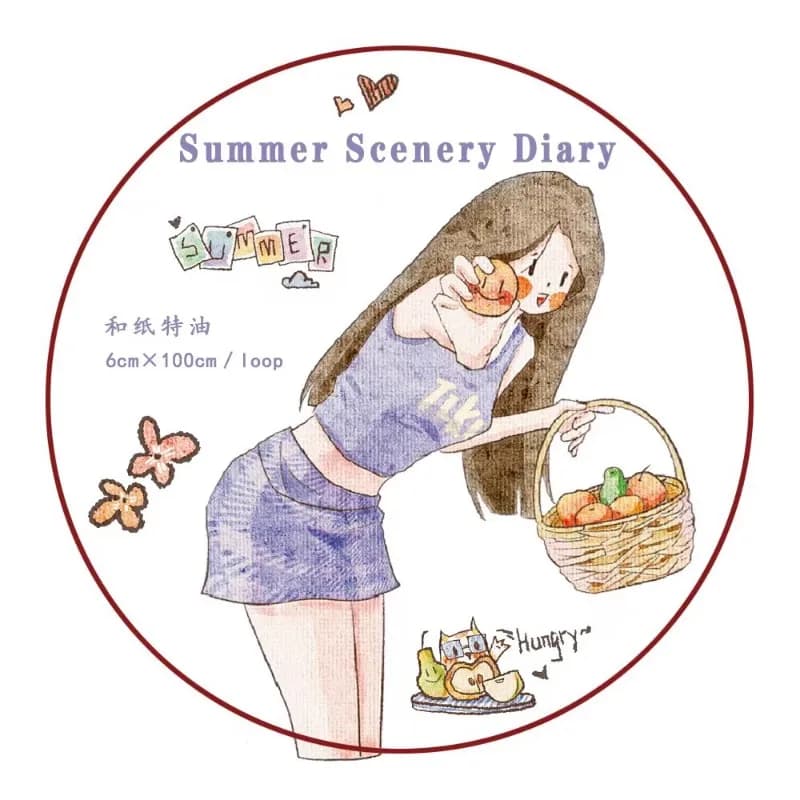 Summer Scenery Dairy Special Oil PET Washi Tapes Craft Supplies DIY Scrapbooking Card Making Decorative Plan Sticker