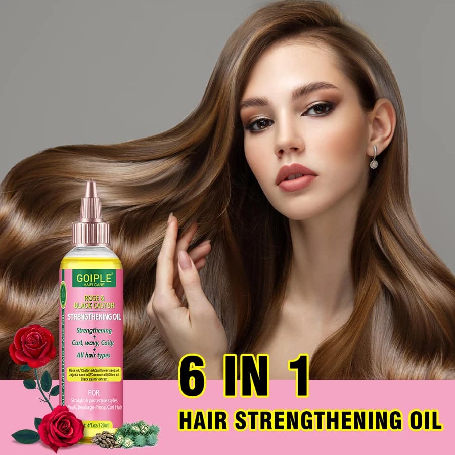 Olio rinforzante naturale di ricino rosa e nero Riparazione idratante profonda Estremità divise Capelli secchi e danneggiati Olio balsamo per cuoio capelluto