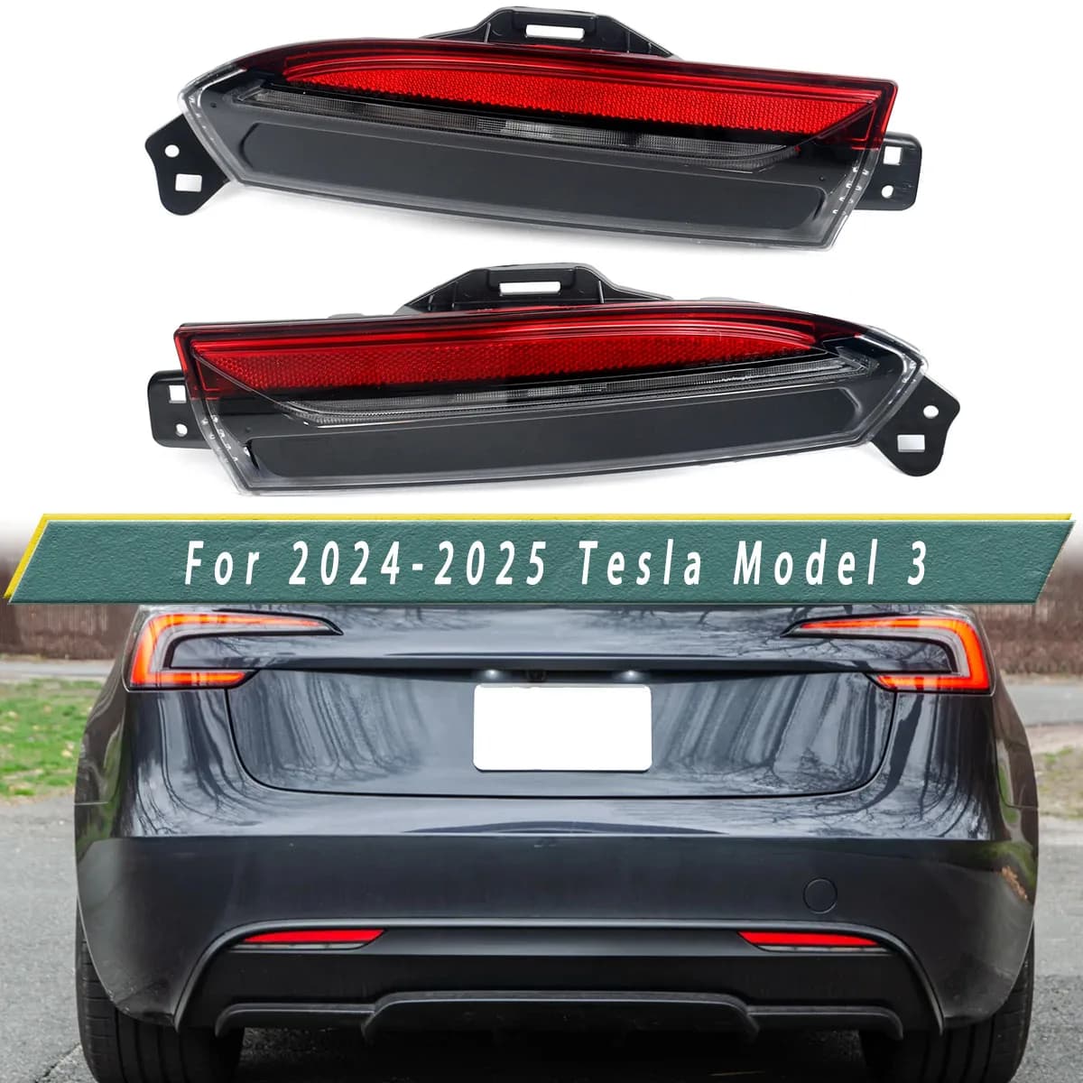 Luci Posteriori per Tesla Model 3 2024 2025 Diffusore Paraurti Inferiore Posteriore Gruppo Luci LED Sostituzione per 1712513-00-D