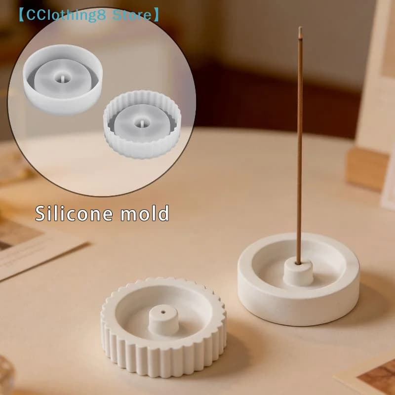 Stampo rotondo in silicone per porta incenso, fai da te, per cemento, gesso, resina, base per bastoncini di aromaterapia, per decorazioni domestiche【AliS8】