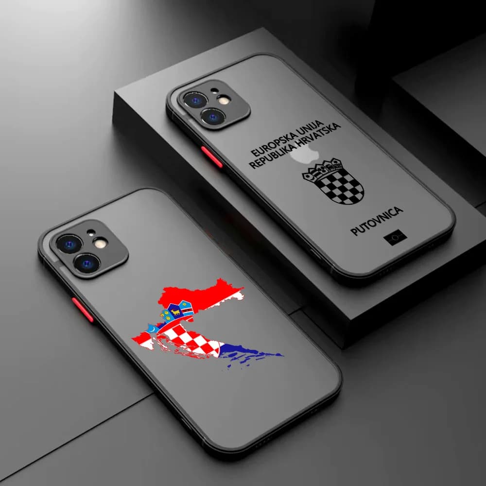 Croazia Custodia per passaporto per iPhone 16 15 14 13 12 11 Mini Pro Max X XR XSMax 7 8 6 6s Plus Cover posteriore trasparente opaca