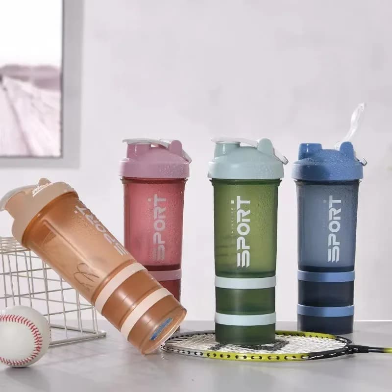 1-5PCS 500ML Bottiglia d'acqua sportiva a 3 strati Tazza shaker proteico portatile a prova di perdite per bevande da viaggio all'aperto e fitness