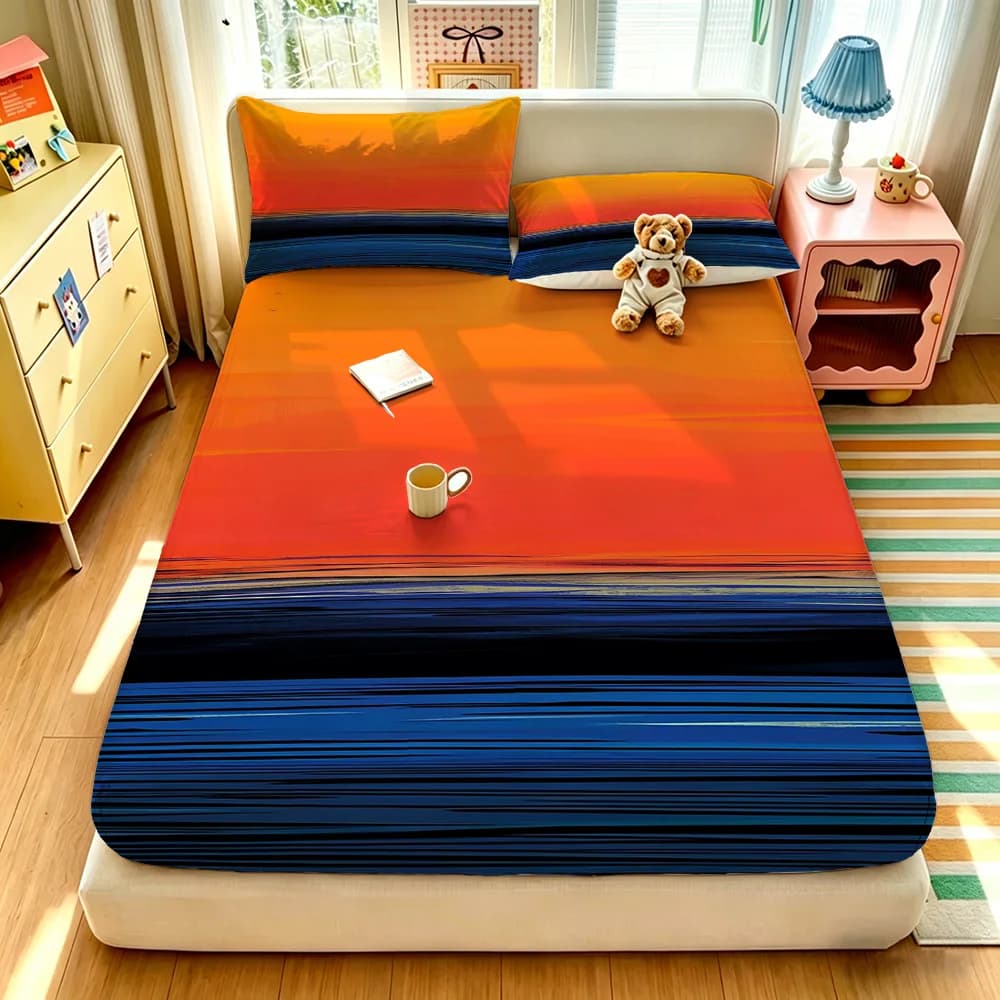 3pcs Minimalist Style Pigment Print Bed Sheet Set Without Core 1 Bed Sheet 2 Pillowcase Bedroom Bedding Machine Wash Decoration