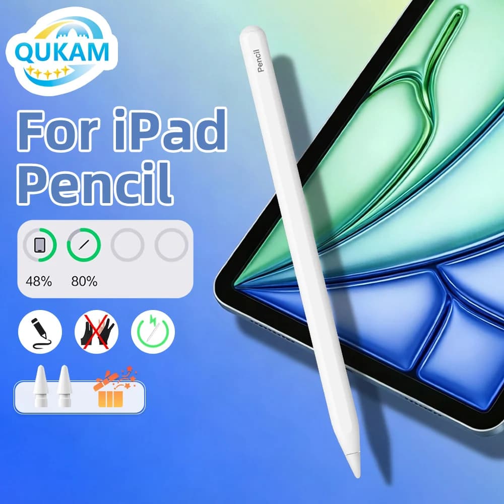 Nuova Penna Stilo 2026 per Apple Pencil con Ricarica Wireless per iPad 10a/9a/8a/7a Gen, Air 5/4, Pro 12.9/11 con Rilevamento del Palmo
