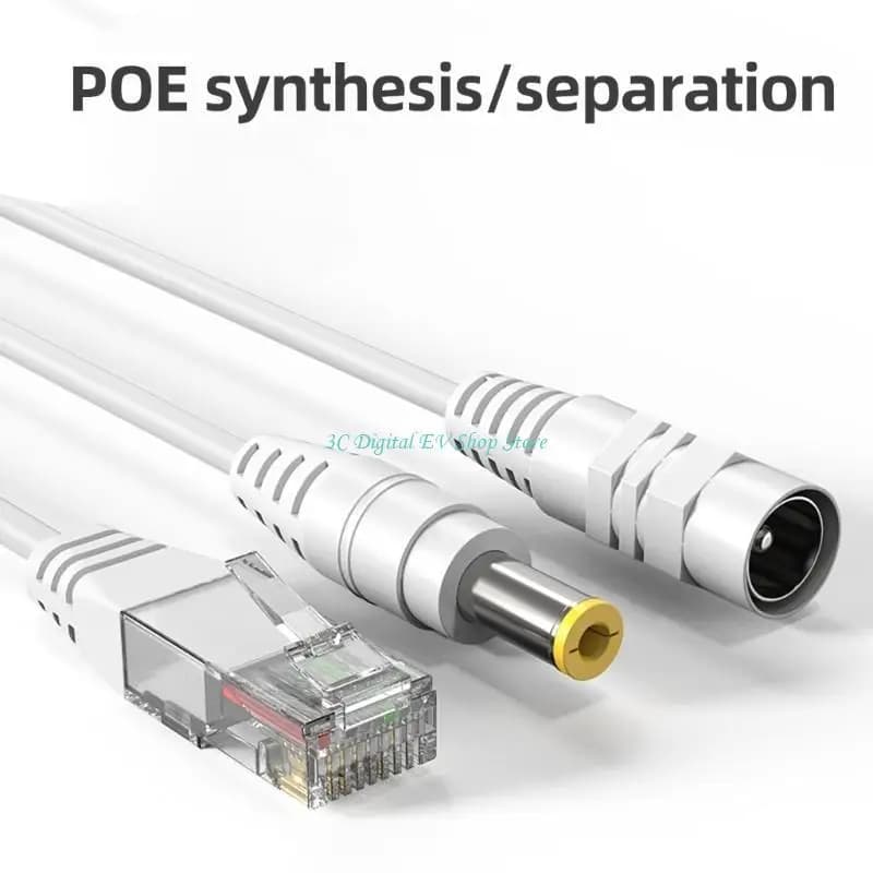 E74D Iniettore e splitter PoE passivo per telecamera sorveglianza Trasmissione stabile Uso con telecamera sicurezza,
