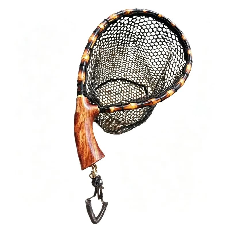 Handmade Wooden Handle Fly Fishing Landing Net Ultralight Portable Stream Trout Fishing Dip Net Micro Lure Fishing Tackle