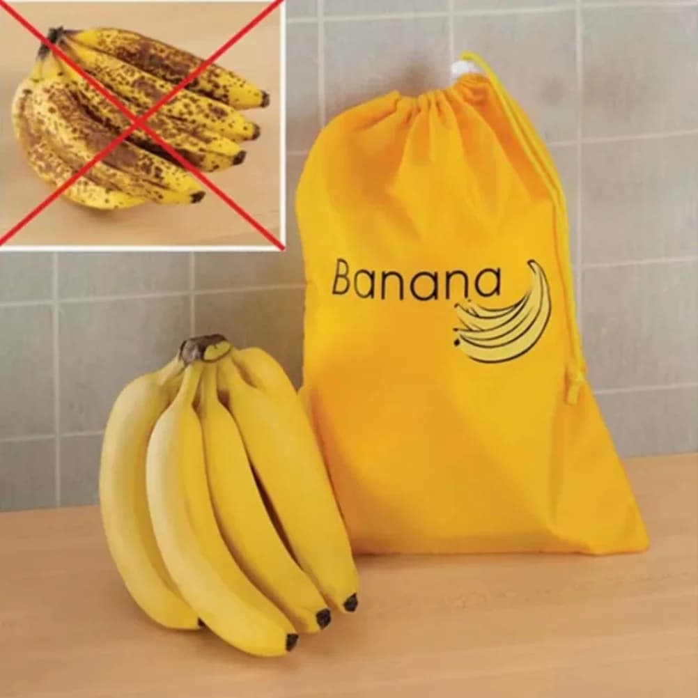 ‌ "Borsa termica per la conservazione della freschezza: organizer riutilizzabile per banane, lattuga e verdure (chiusura con coulisse)"