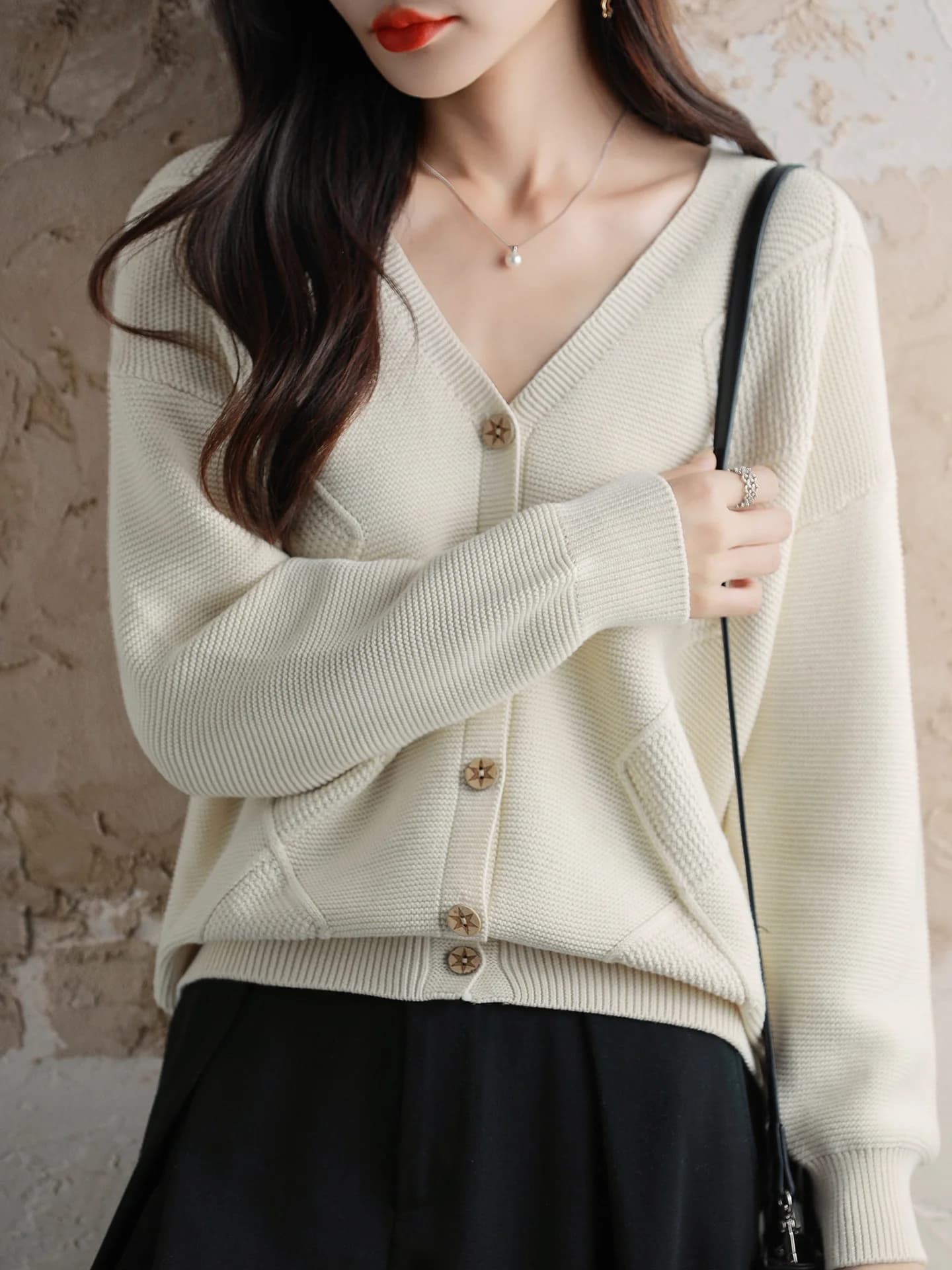 Thiened Cardigan aperto in puro cotone a sette aghi Maglione lavorato a maglia casual allentato da donna Or Sle Capispalla con bottone singolo Top