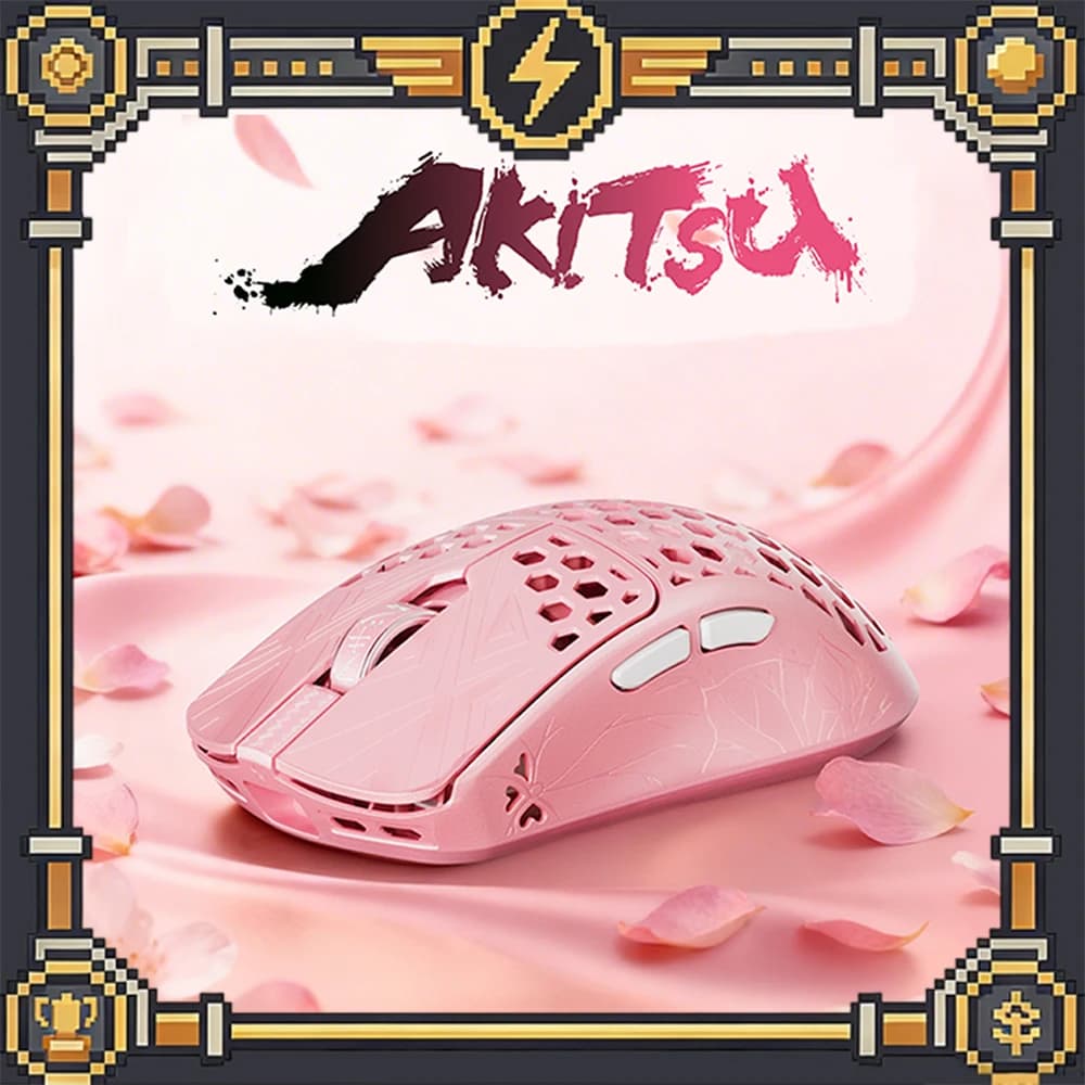 Mouse da Gaming Vancer Akitsu in Fibra di Carbonio Rosa, Sensore Paw3950, Frequenza di Aggiornamento 8000Hz, Peso 40 Grammi, Accessori PC per Valorant