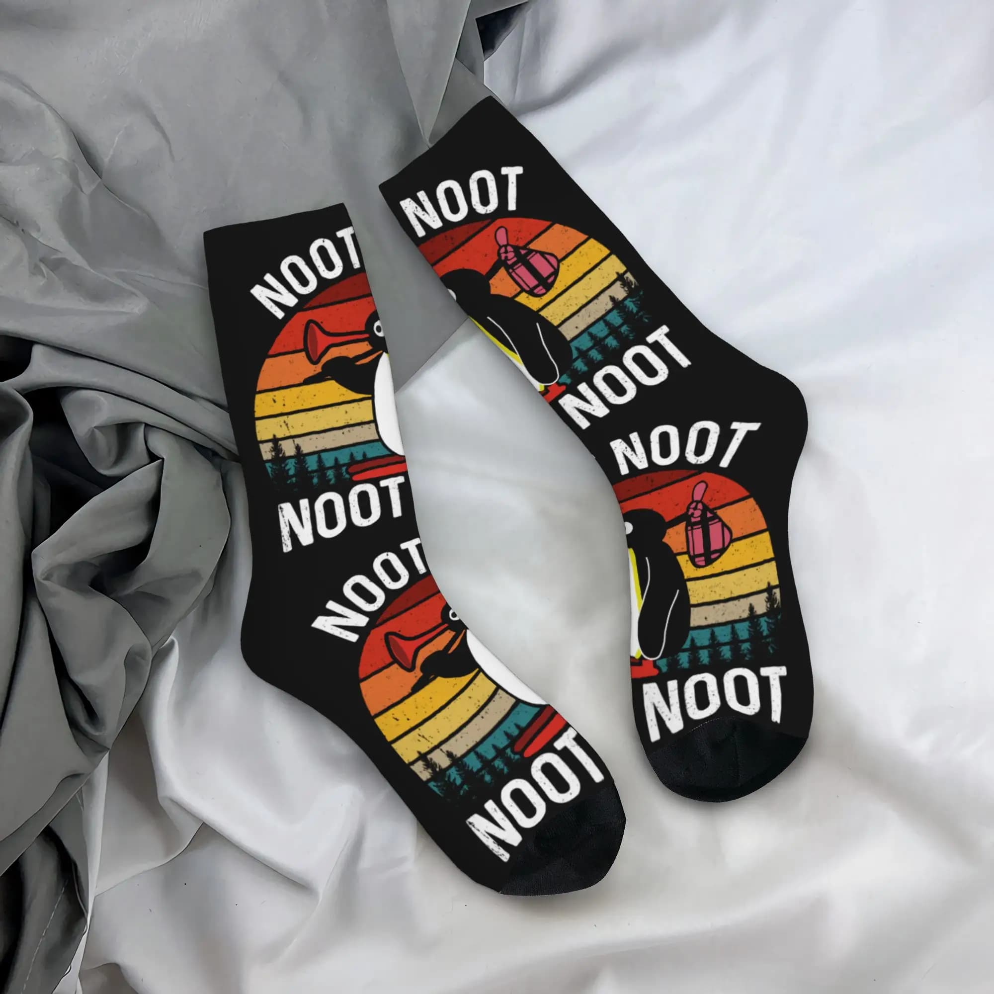 Custom Cool Funny Meme Pingu Noot Noot Socks Women Men Warm 3D Printing Cartoon Penguin Basketball Sports Socks