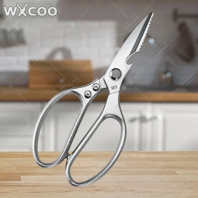 WXCOO Forbici per Ossa di Pollo Coltello da Taglio da Cucina per BBQ Forbici per Alimenti Multifunzionali Affettare Coltello per Carne di Pesce in Acciaio Inossidabile