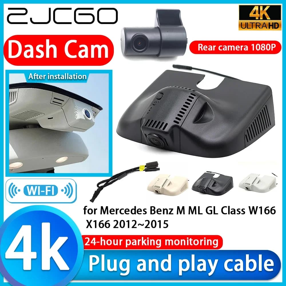 ZJCGO 4K UHD Plug and Play, Dash Cam for Auto Mercedes Benz Classe ML GL W166 X166 2012~2015