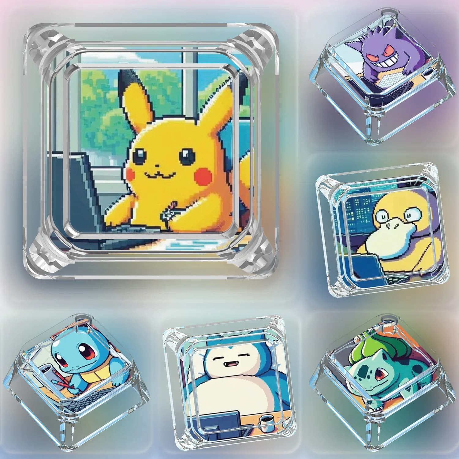 Keycap Meccanico Personalizzato 2026 DIY PTCG Charmander Gengar Pixels Snorlax Cross Shaft Card per Tastiera Meccanica