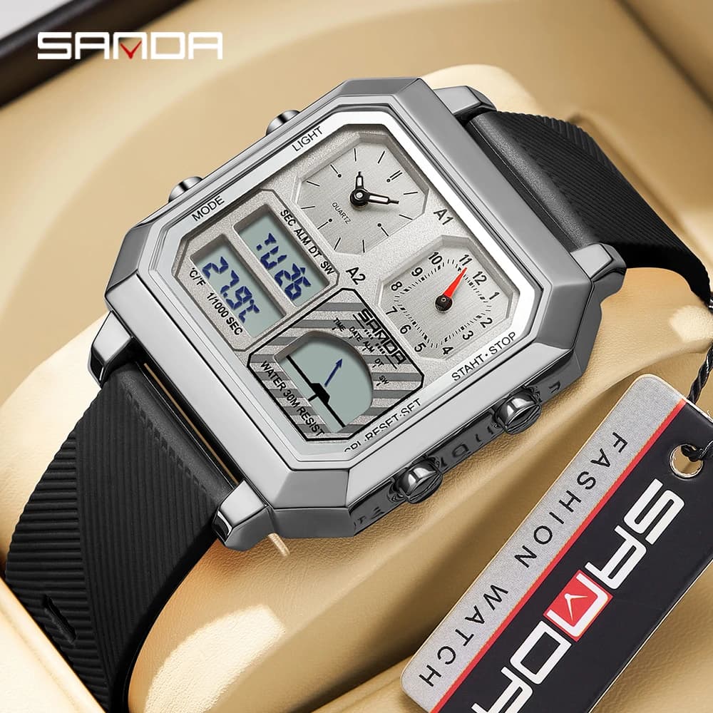 SANDA Top Brand 6210 orologio elettronico da uomo di moda indicatore di temperatura intelligente per orologio elettronico da uomo 2024