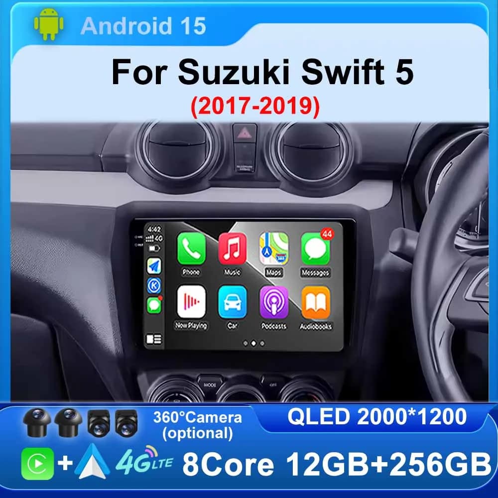 Android 15 Autoradio For Suzuki Swift 5 2017 - 2019 GPS Multimedia Reader Navi Main Unit Wireless Carplay Auto BT DSP 360 camera