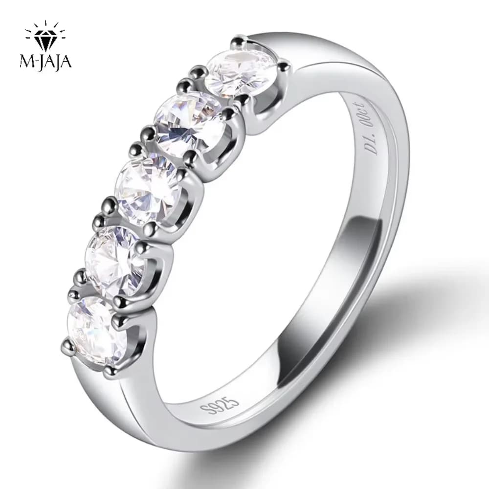 M-JAJA 3.5mm Moissanite Ring for Women S925 Sterling Silve D Color VVS1 Diamond Couple Promise Rings Wedding Band Fine Jewelry
