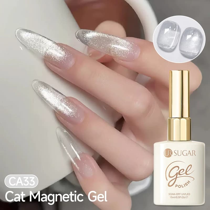 UR SUGAR Gel Magnetico Bianco Moonlight 15ml per Magneti da Frigo, Gel UV Glitterato Soak Off per Nail Art, Smalto Semipermanente per Manicure