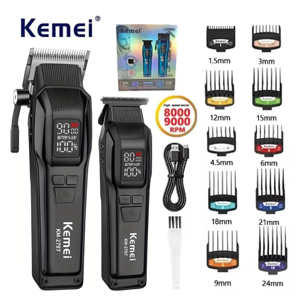 Kemei Professional Electric Haircut Kit Rechargeable Razor for Men Haircut Razor for Shaving with USB Charging KM-2797 Kemei