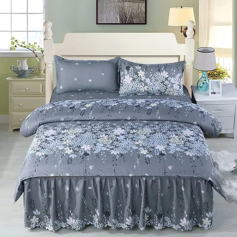 Set of bedspread in washed cotton Set black bedding for hotel bedroom brushed pillow pillowcase flat bed linen
