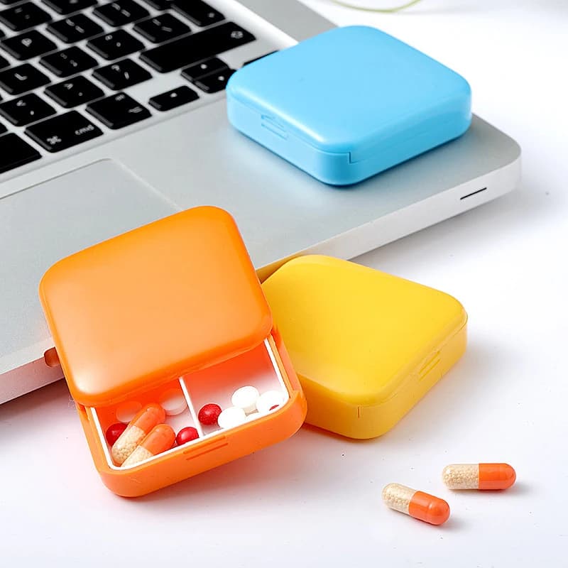 AM PM Portable Folder Laptop 2 times Travel Folder Container Easy to open to 2 compartments for pills