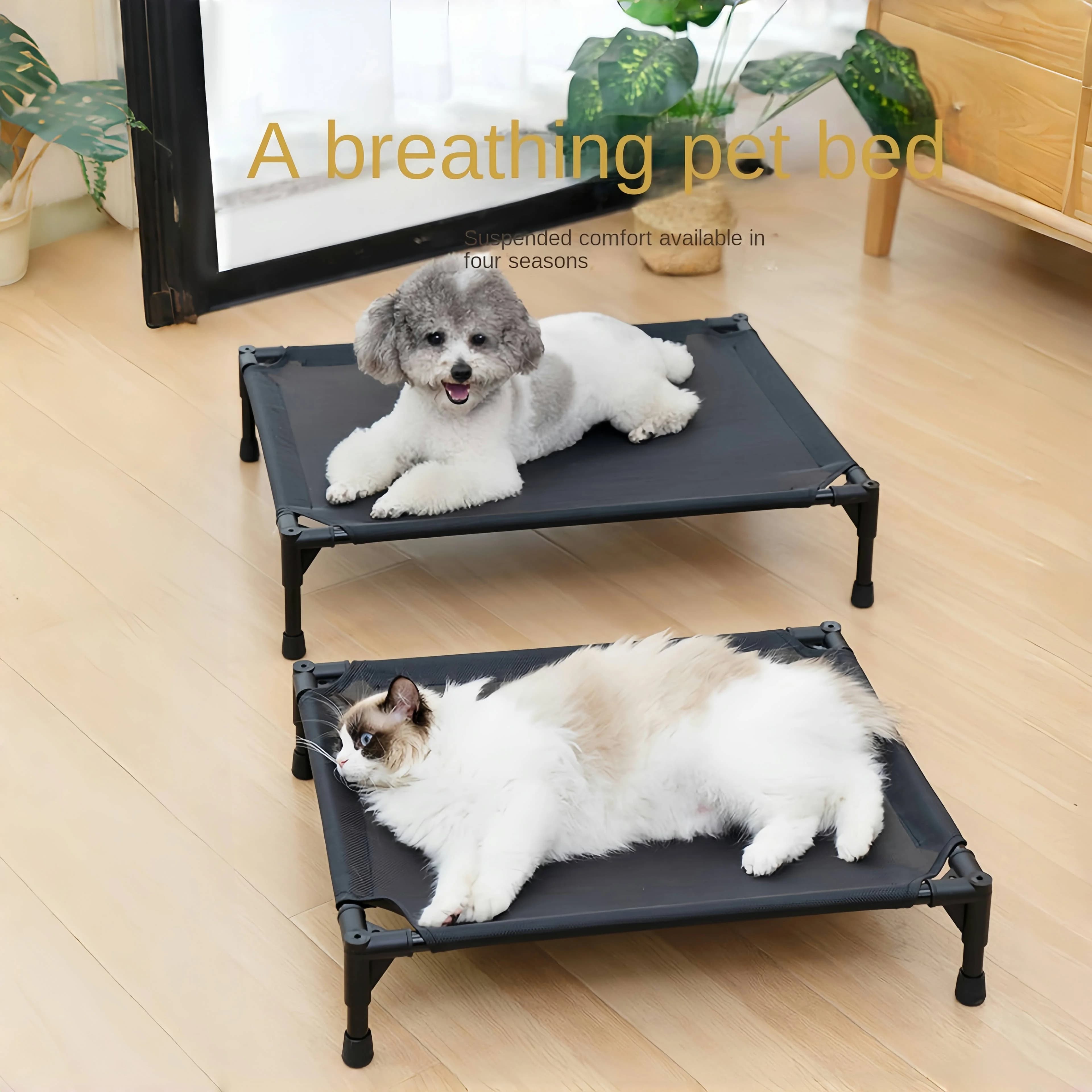 Pet Dog Cat Camping Bed Elevated Bed for Dogs Folding Puppy Camping Bed Cat House Portable Removable Washable Dog Hammock